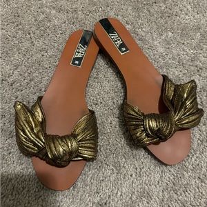 Rust Gold Metallic Zara Slide sandal